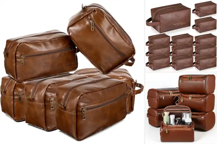Detailed view of Best PU Leather Toiletry Bags For Groomsmen